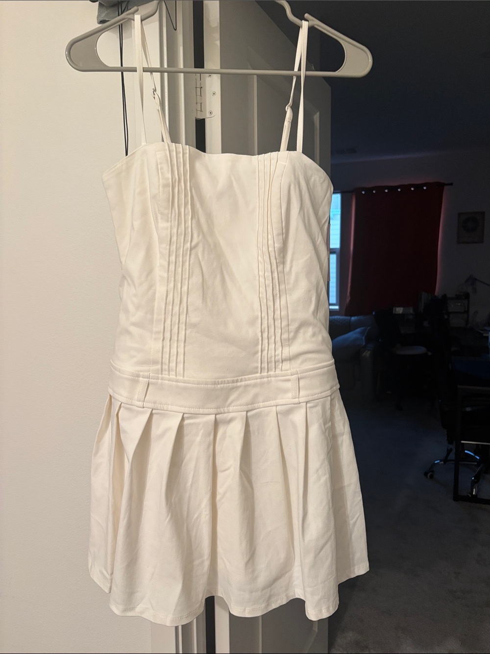 wild fable White Spaghetti Strap Pleated Mini Dress